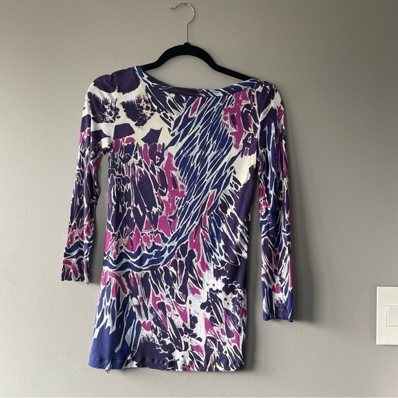 [4] Emilio Pucci Womens Purple & Blue Funky Pattern Long Sleeve 100% Viscose Top - Picture 7 of 11